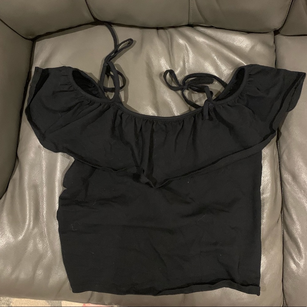 NWT Who What Wear Black Off Shoulder Crop Top XS